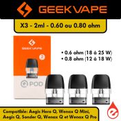 eliquide LOT DE 3 CARTOUCHES POD Q - GEEKVAPE