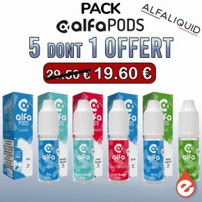 Pack de 5 e-liquides ALFAPODS 10ml SDN dont 1 offert