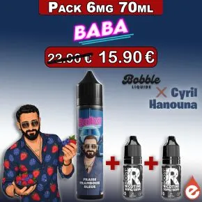 eliquide Pack 6mg - Fraise Framboise bleue - BABA par BOBBLE LIQUIDE 70ml