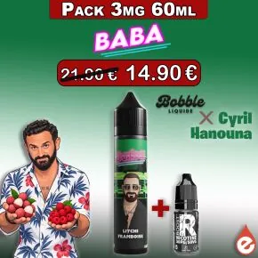 eliquide Pack 3mg - Litchi Framboise - BABA par BOBBLE LIQUIDE 60ml