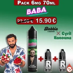 eliquide Pack 6mg - Litchi Framboise - BABA par BOBBLE LIQUIDE 70ml