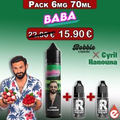 Pack 6mg - Litchi Framboise - BABA par BOBBLE LIQUIDE 70ml